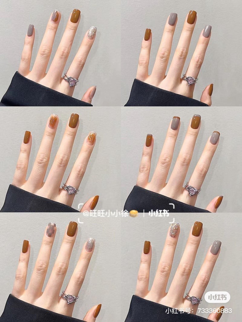 nail màu nâu nhạt