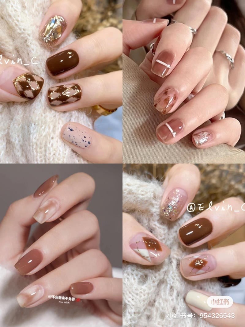 nail màu nâu nhạt