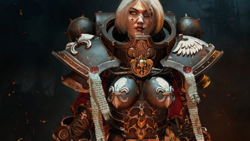Một kiểu giáp ngực khác cho các sơ chiến binh Sister of Battle trong vũ trụ giả tưởng grimdark: Warhammer 40k.