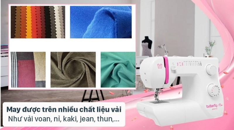 Máy may cơ gia đình Butterfly JH5311A  có khả năng may được trên nhiều chất liệu vải