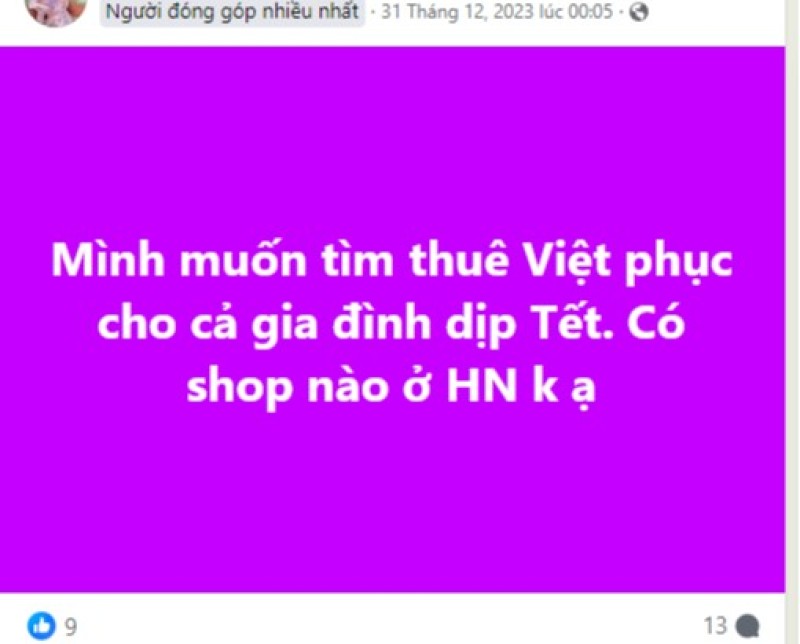 Hội nhóm thuê áo dài, cổ phục cũng hoạt động rất sôi nổi vào dịp cận Tết
