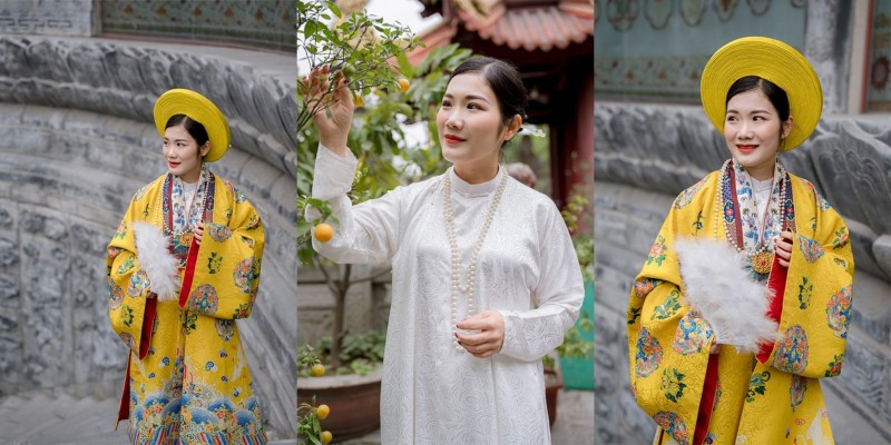 Khách hàng thuê cổ phục tại tiệm của chị Phương.