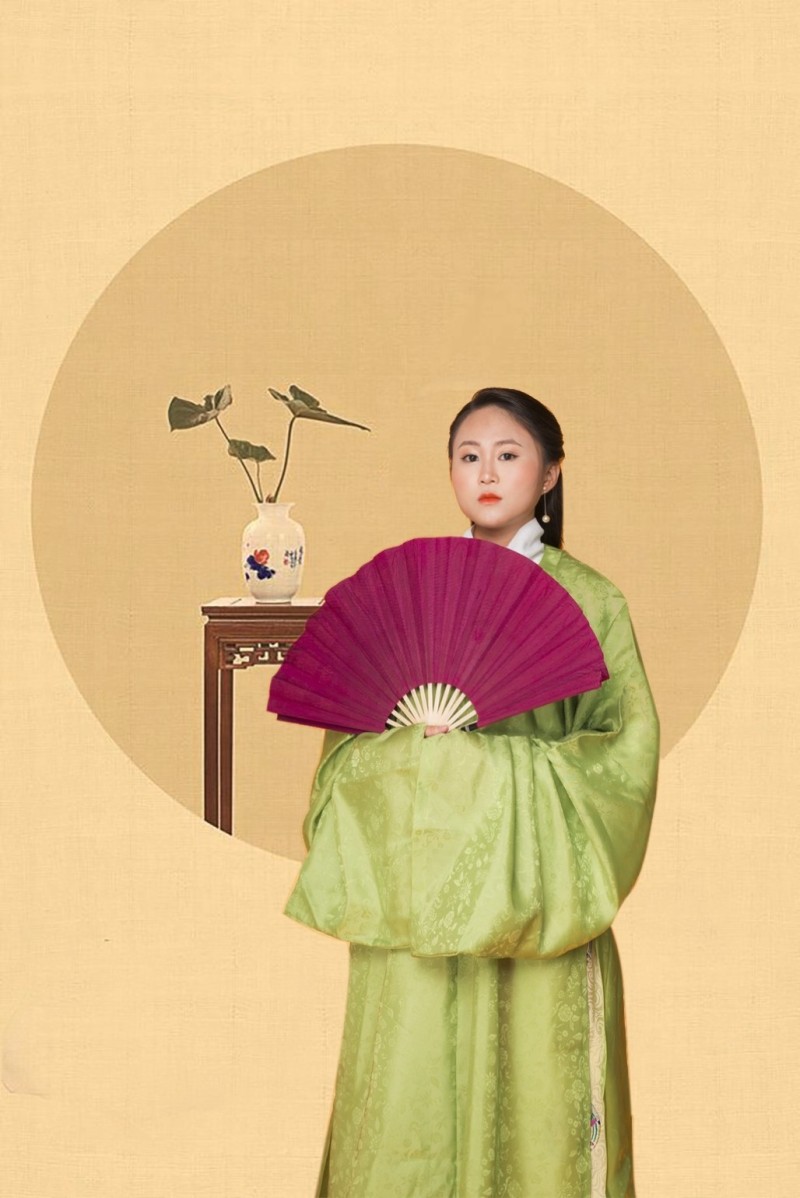 Áo viên lĩnh có đường viền cổ may hình tròn ép sát vào cổ