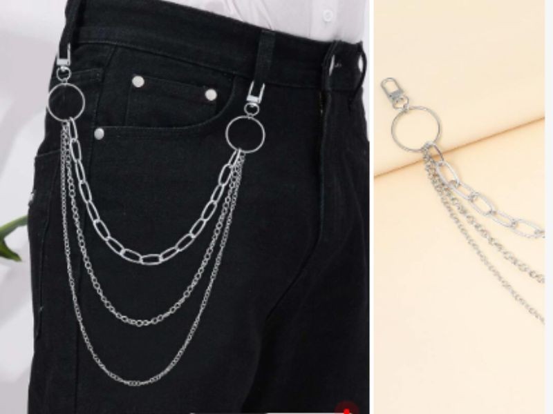 Thắt lưng kim loại được sử dụng như 1 phụ kiện trang trí cho set đồ