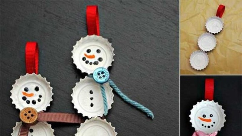 Làm đồ trang trí noel bằng nắp chai
