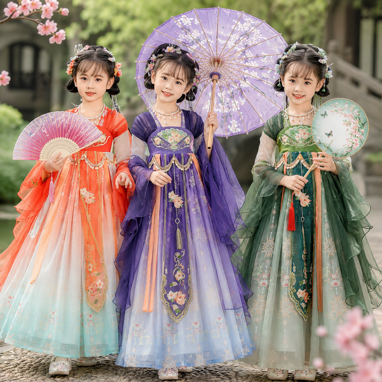 Set trang phục dành cho bộ đôi, bộ ba siêu nhí đẹp như thần tiên