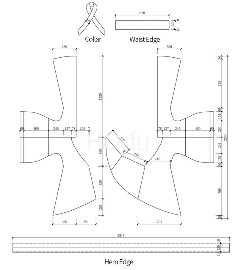 Hanfu Making (6) - Các mẫu cắt &amp; may Quju