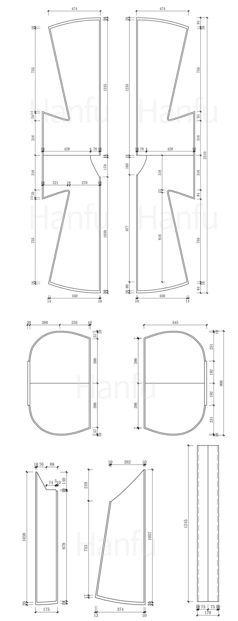 Hanfu Making (2) - Mẫu cắt &amp; may Aoqun