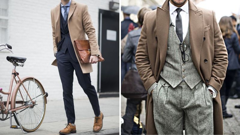 Kết hợp áo khoác dáng dài với bộ suit lịch lãm