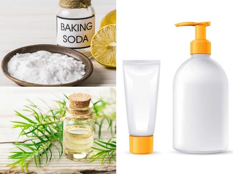 Baking soda, dầu cây trà là hai nguyên liệu quen thuộc khi quen làm