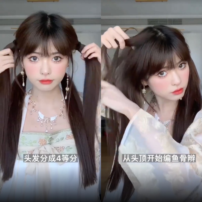 Hanfu Hair: Làm tóc cổ trang kiểu thắt bím đơn giản dễ thực hiện