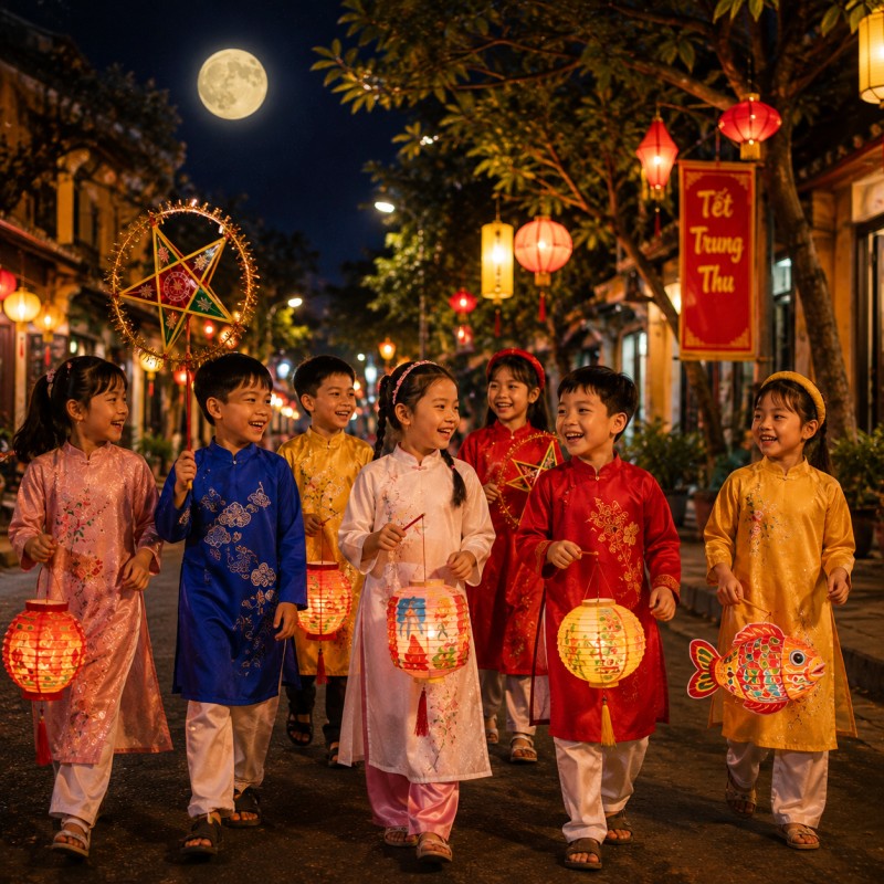 Rước đèn ông sao và múa lân Tết Trung Thu 2026
