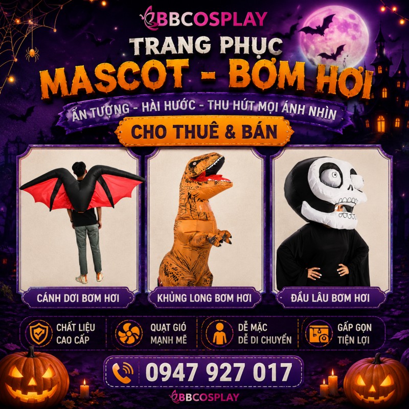 Mẫu trang phục hóa trang Halloween đẹp tại TPHCM đa dạng phong cách