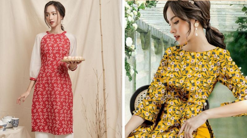 Áo dài hoa nhí xinh xắn