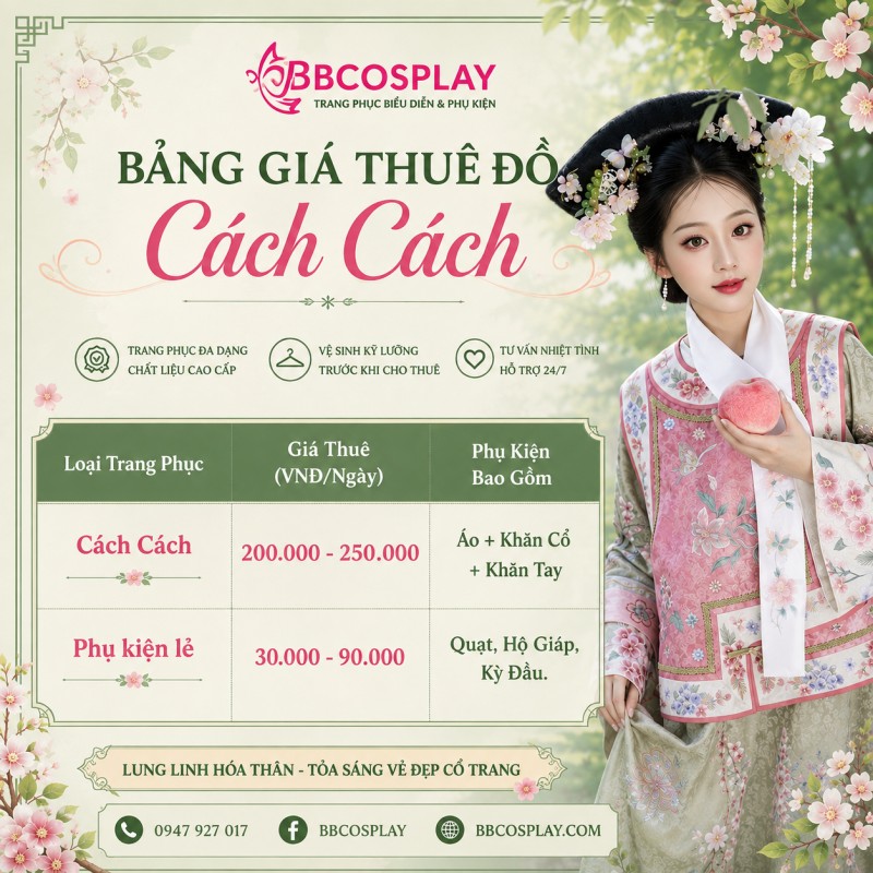 Bảng giá thuê trang phục cách cách và phụ kiện