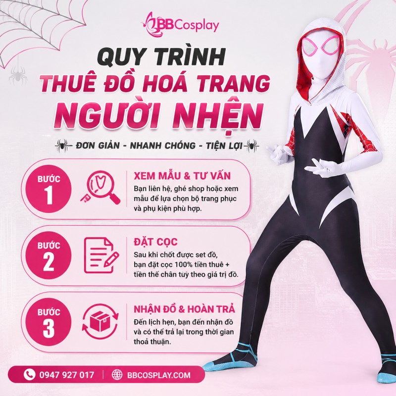 Quy trình thuê Trang Phục hoá trang SpiderMan