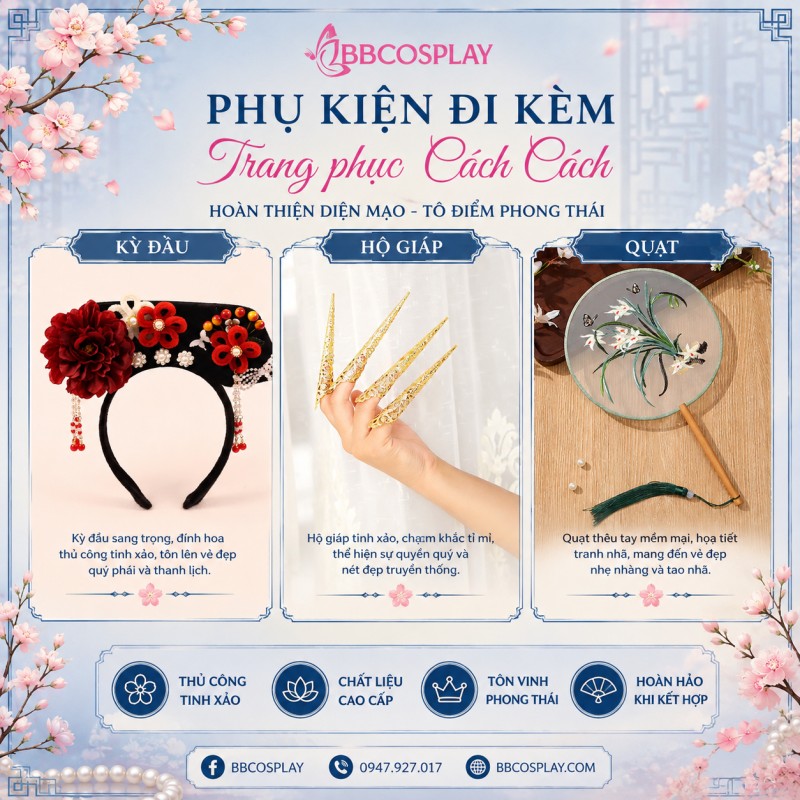 Bảng phụ kiện có thể thuê kèm với Trang phục Cách Cách tại BBCOSPLAY