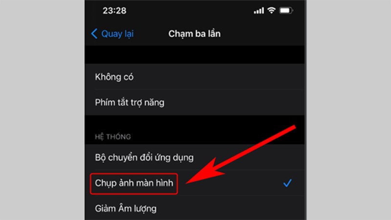 Chọn vào tiện ích Chụp màn hình