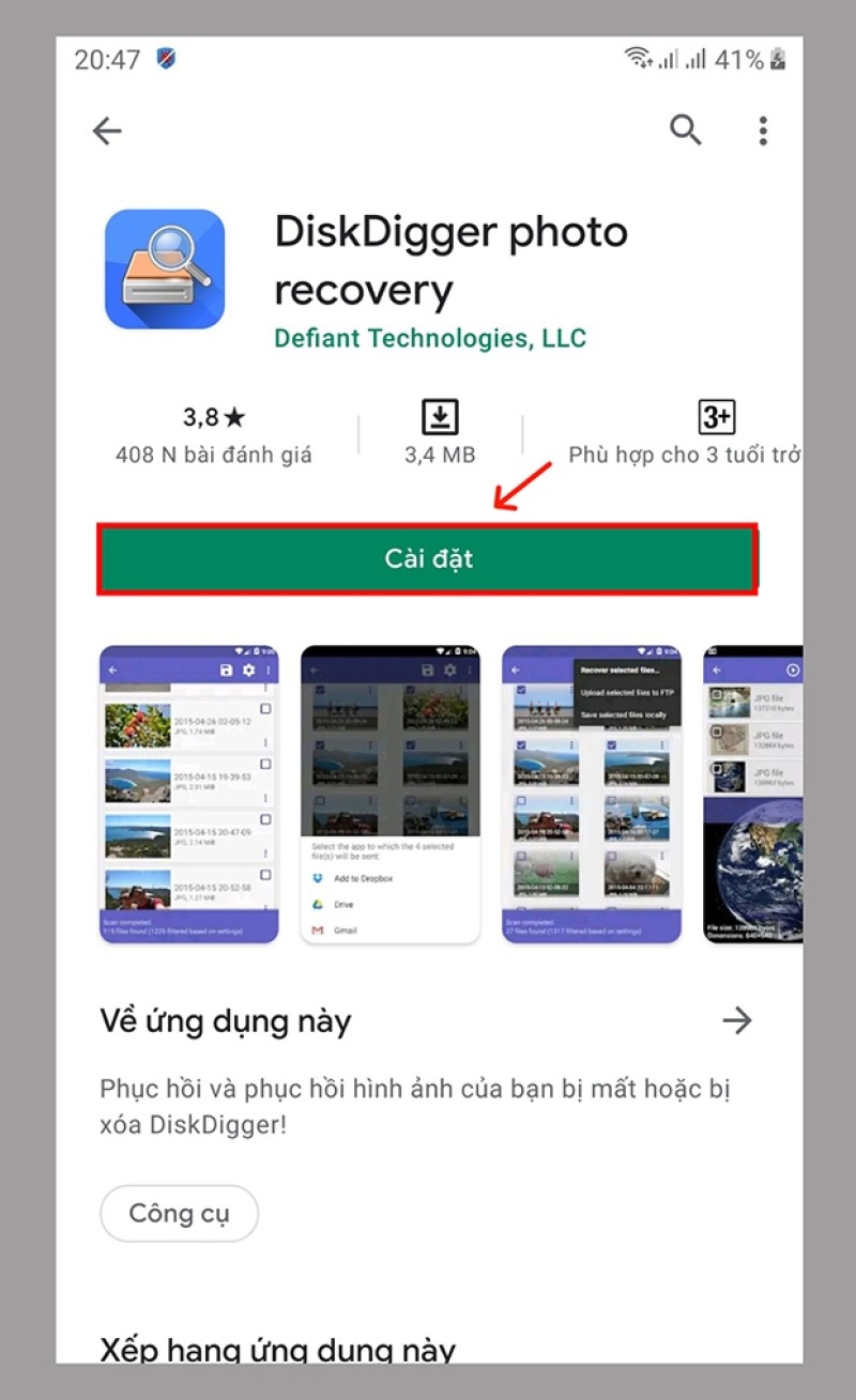 Khôi phục ảnh đã xóa trên Android với DiskDigger Photo Recovery