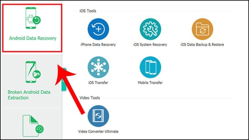 Kết nối điện thoại với laptop, PC rồi mở ứng dụng Android Data Recovery