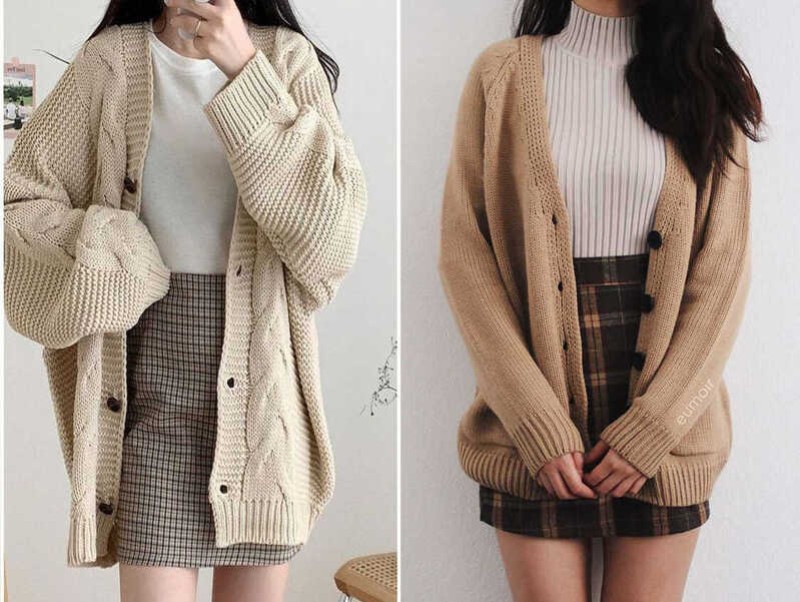 Phối đồ với áo khoác len cardigan mỏng