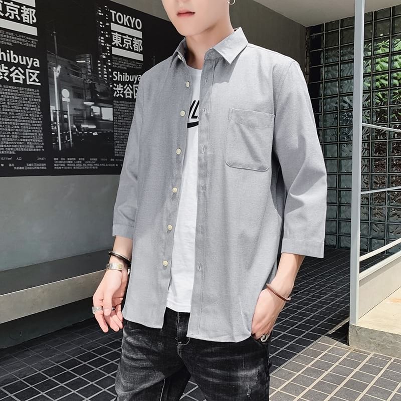 Áo phông rộng nam cùng áo sơ mi