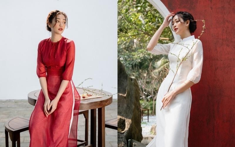 Áo dài phong cách dịu dàng, thanh lịch
