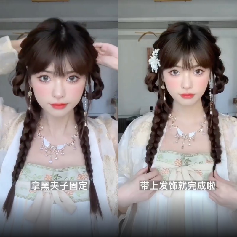 Hanfu Hair: Làm tóc cổ trang kiểu thắt bím đơn giản dễ thực hiện