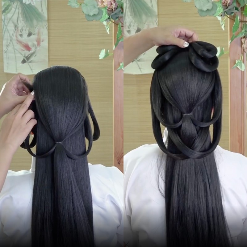 Hanfu Hair: Làm tóc cổ trang chị Hằng Cho dịp Trung Thu