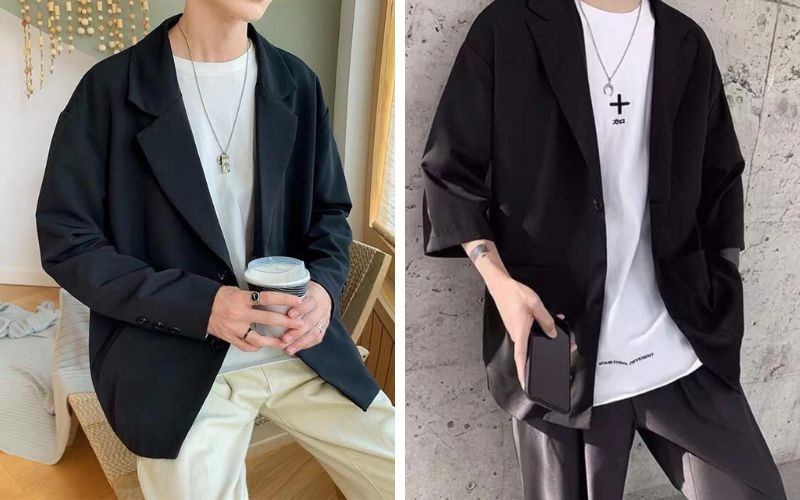 Áo blazer với áo thun