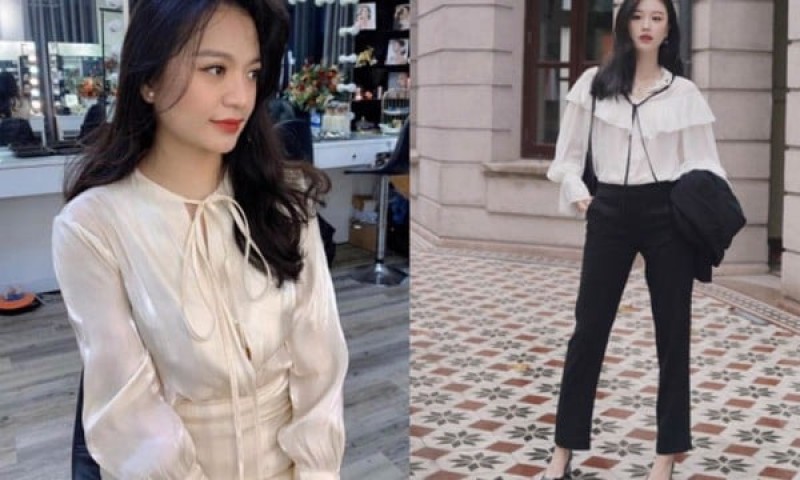 Áo blouse buộc nơ nữ tính
