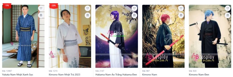 trang phục kimono - yukata nam có sẵn tại shop bbcosplay