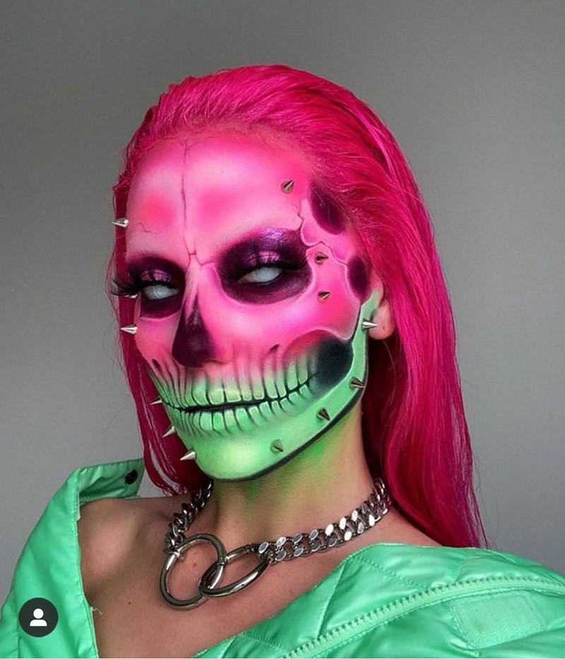 trang điểm đầu lâu thật đáng sợ trong đêm halloween