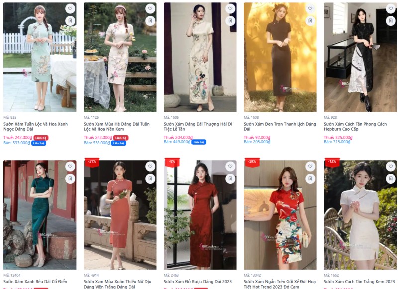 một số kiểu sườn xám dáng dài cho nữ