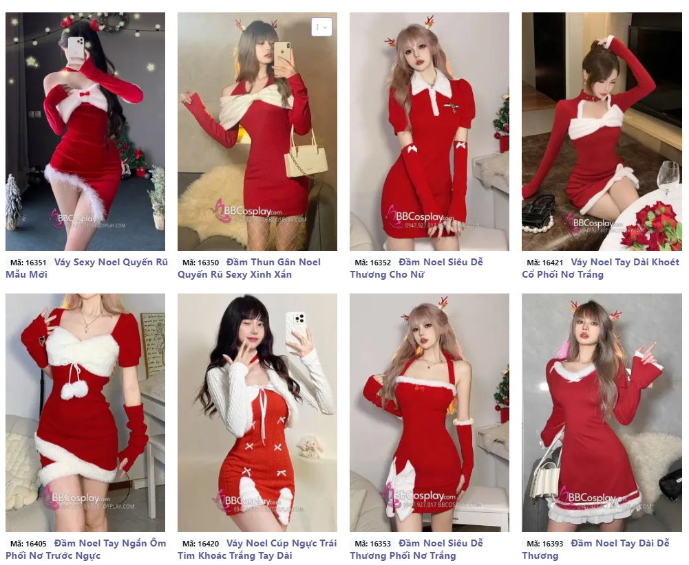 những mẫu đầm noel sexy ôm sát cơ thể có sẵn tại bbcosplay