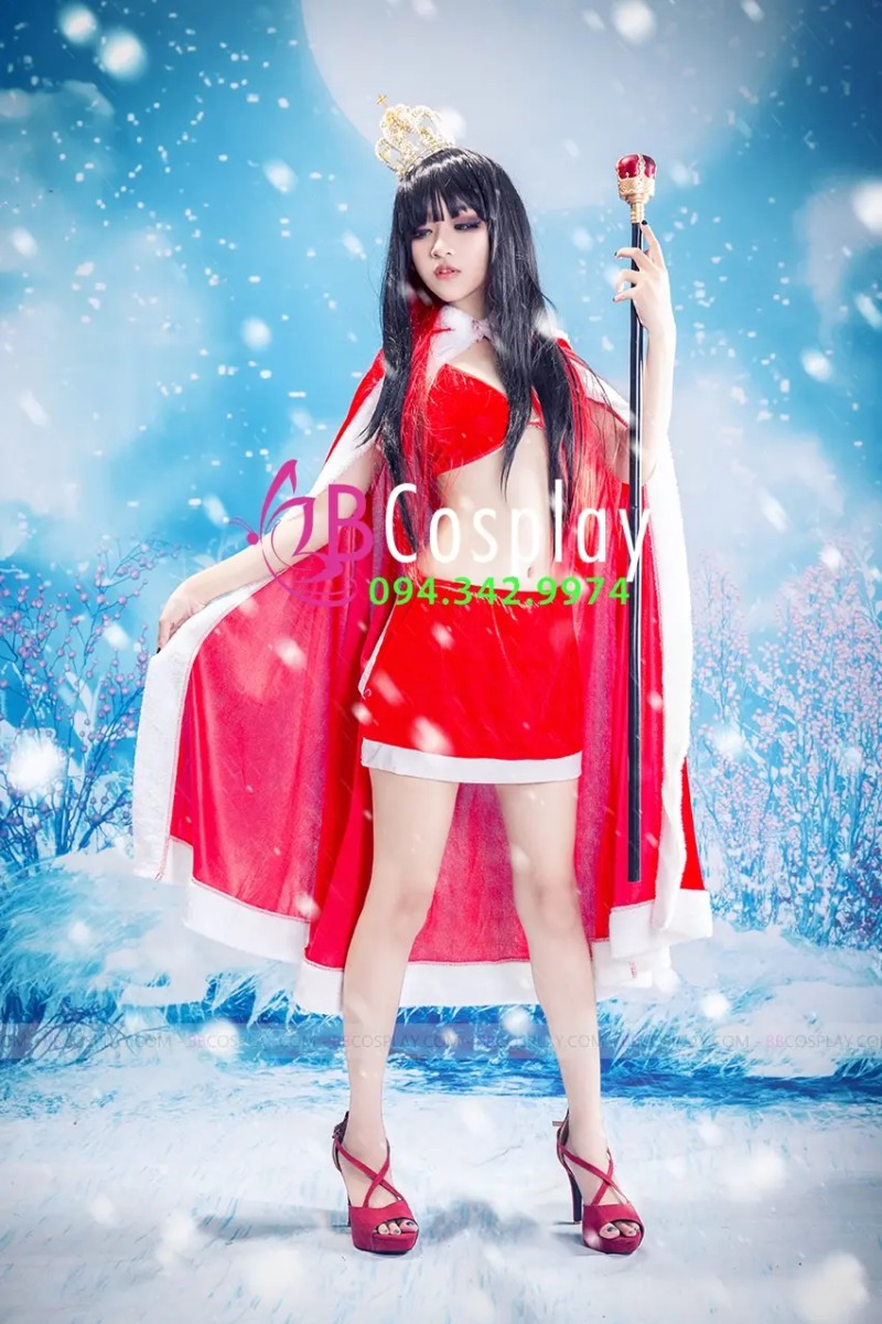 trang phục noel sexy tách lẻ áo và quần kèm choàng dài