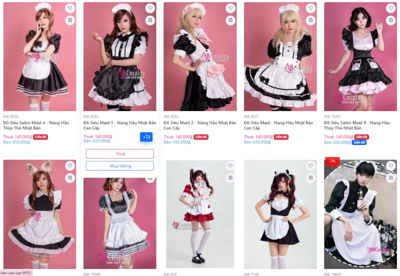 các mẫu maid được ưa chuộng nhất hiện nay tại bbcosplay