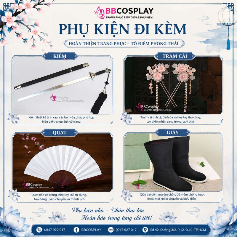 phụ kiện hán phục cặp đôi trọn gói tphcm
