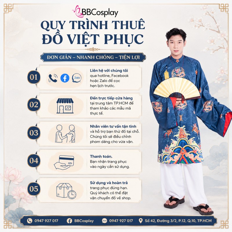quy trình thuê áo nhật bình nhanh chóng tại BBCOSPLAY