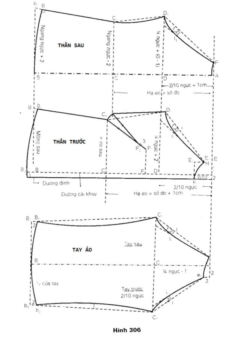 Học cắt may áo bà ba tay thường đơn giản