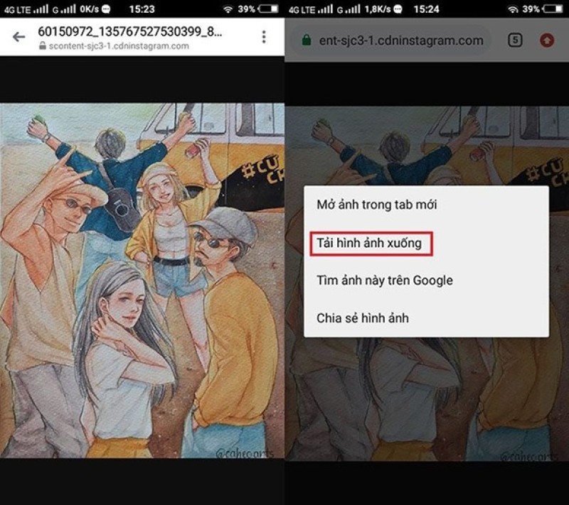 Tải ảnh Instagram về album trên điện thoại
