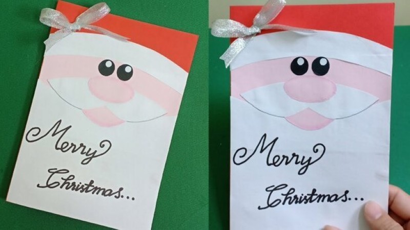 Thiệp Giáng Sinh hình ông già Noel đáng yêu (Nguồn: Internet)