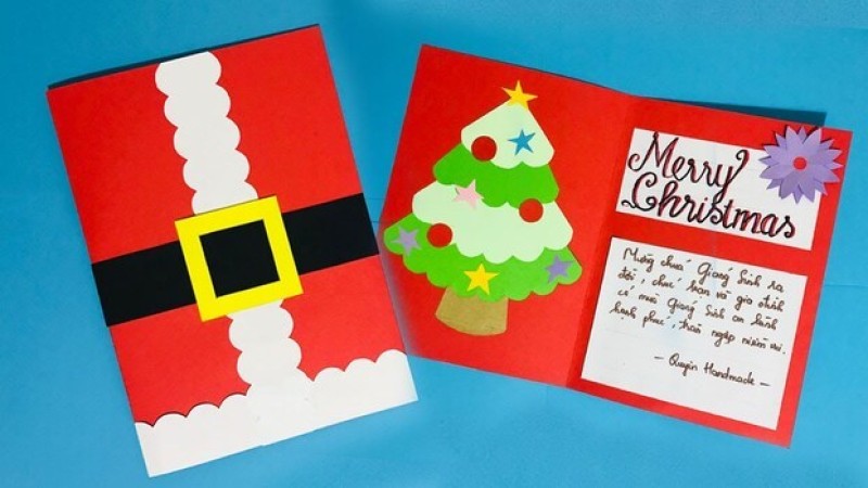 Thiệp Giáng Sinh lấy cảm hứng từ bộ quần áo của Santa Claus (Nguồn: Internet)