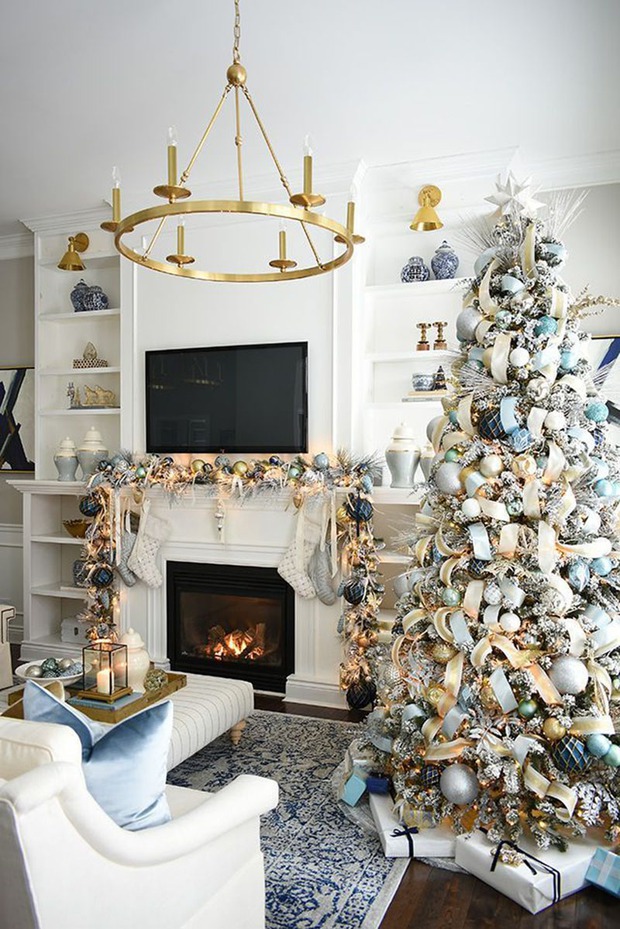Trang Trí Nhà Đón Noel Thật Xinh Với Gam Màu Xanh Lam