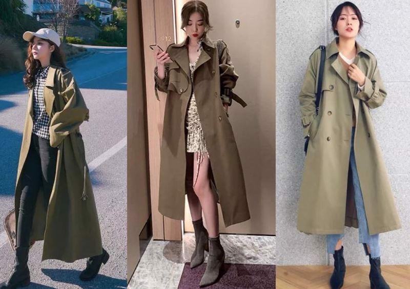 Áo Trench Coat có màu xanh Military