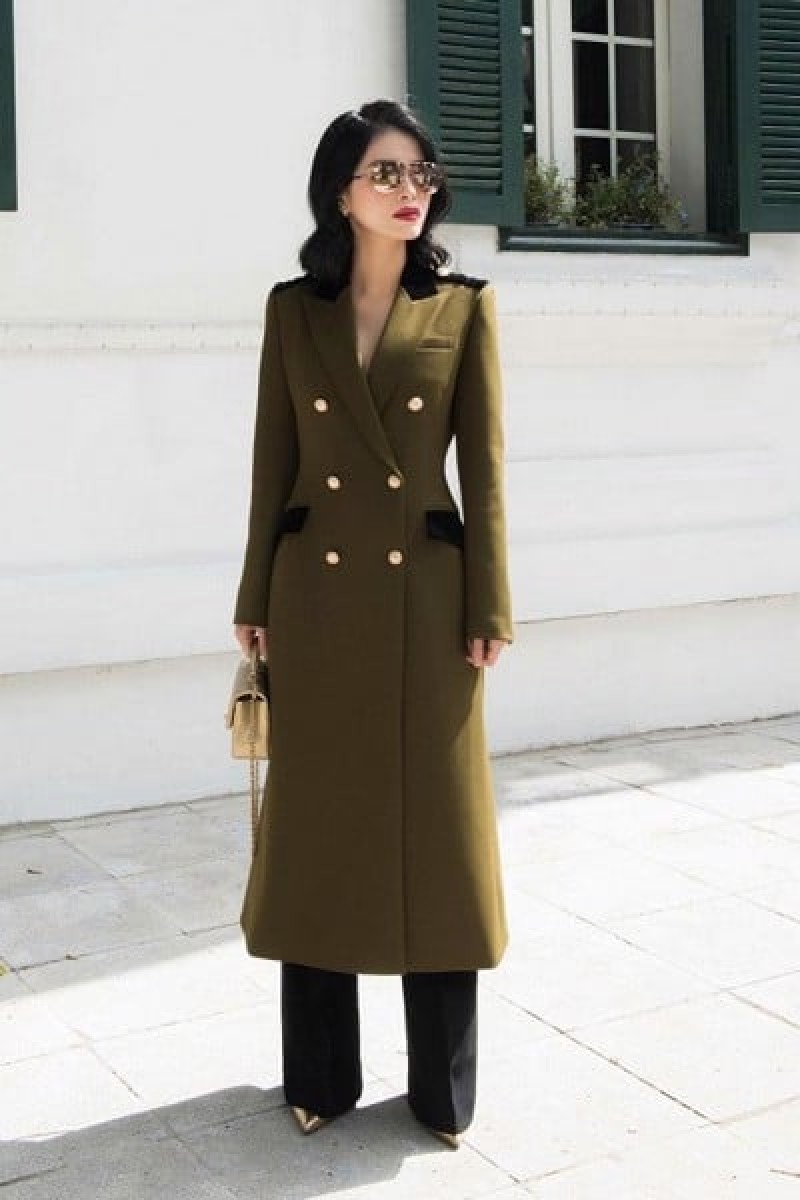 Áo Trench Coat màu xanh Min