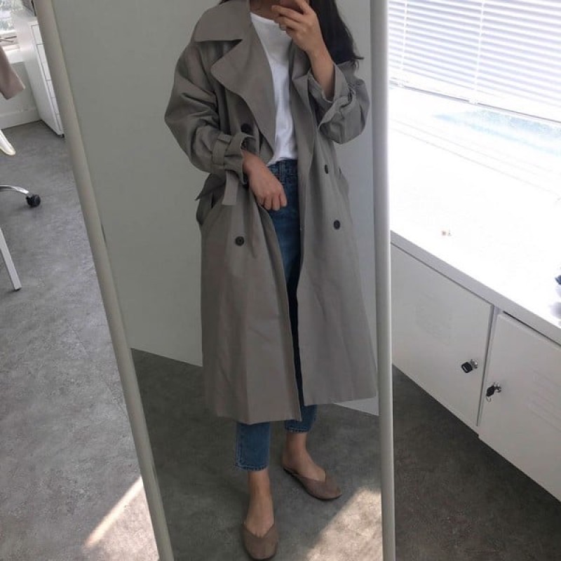 Áo khoác Trench Coat màu xám