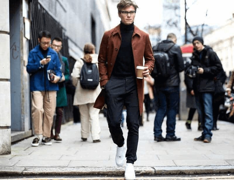 Cách phối áo cổ lọ nam với áo trench coat