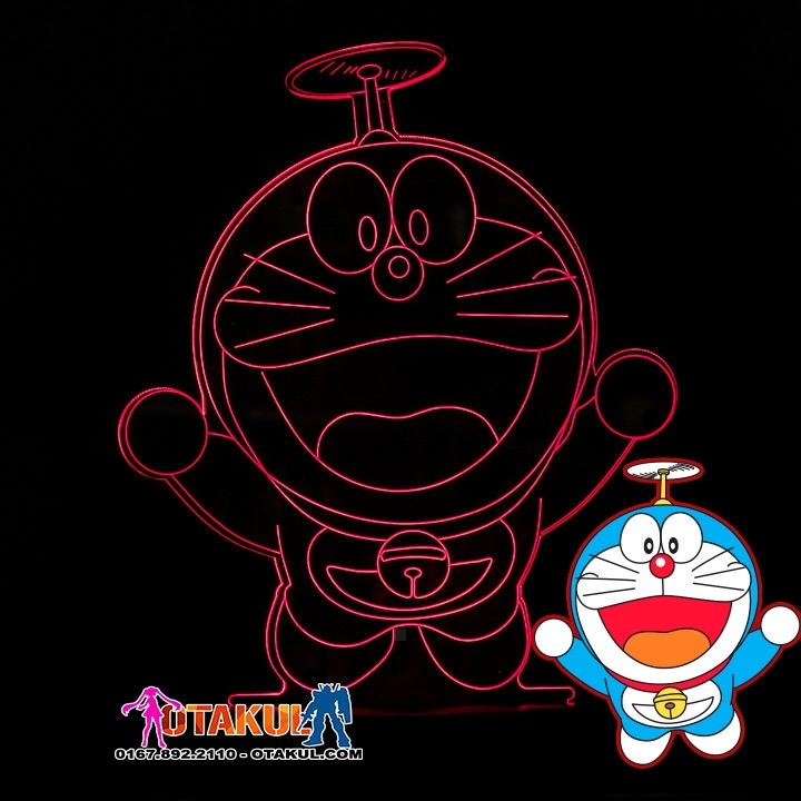 Đèn ngủ LED Anime 7 màu Doraemon chong chóng tre