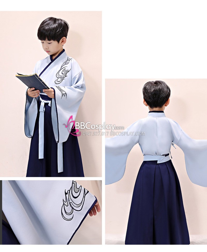 Hán Phục Môn Sinh cho bé trai cao 100cm Tay Rộng